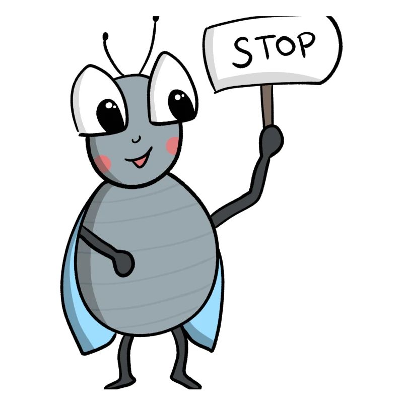 Fliege mit STOP Schild