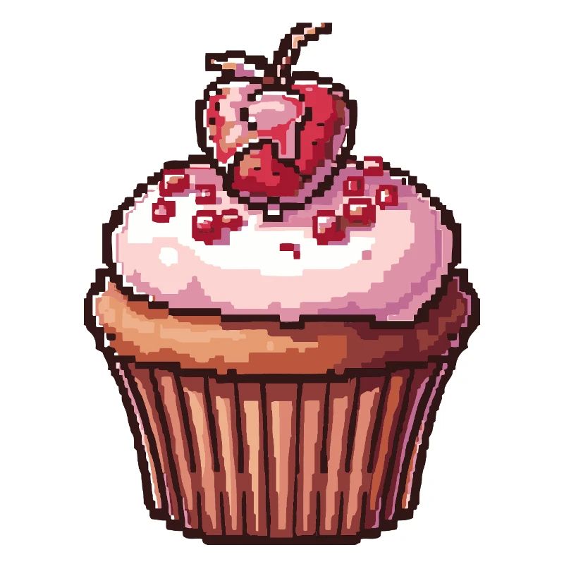 Retro Pixel Cupcake