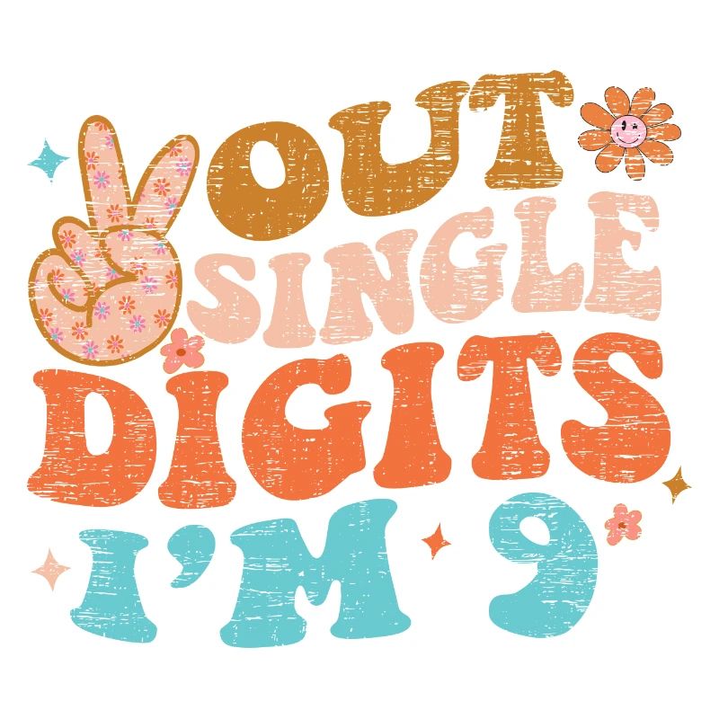 Groovy Peace Out Single Digits J’ai 9 ans d’anniversaire