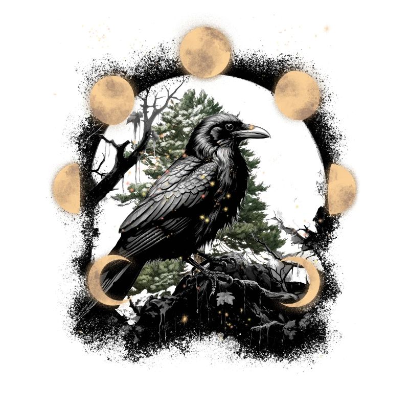 Dark Raven Crow Magic Moon Horror Halloween