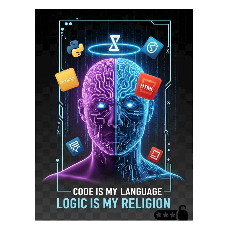 Code & Logic Cyberpunk Tech Brain T-Shirt