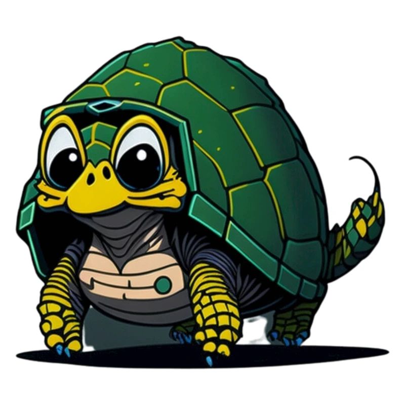 Drôle de tortue avec couverture verte