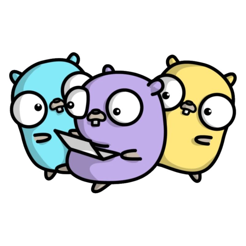 Drei niedliche Gopher beim Pair Programming