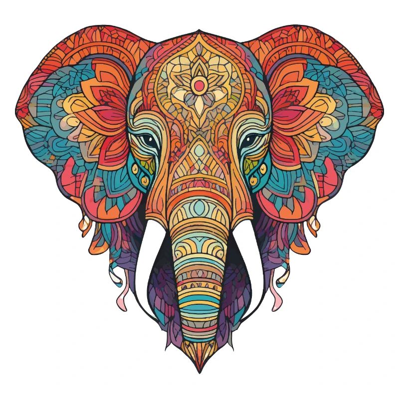 Elefant Zentangle Kunst bunt tier