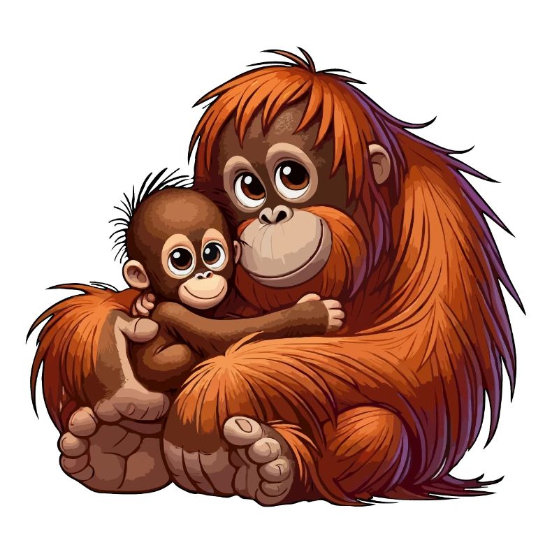Orang-Utan-Mutter mit Kind
