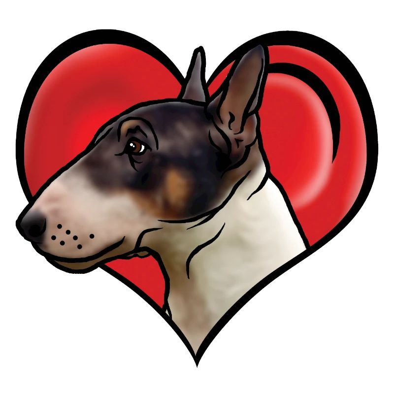 Miniature Bull Terrier Head in Heart Comic Style