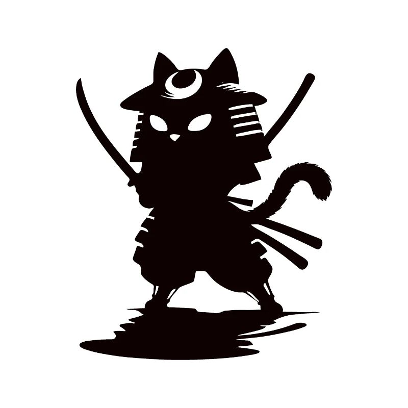 Funny Samurai Cat