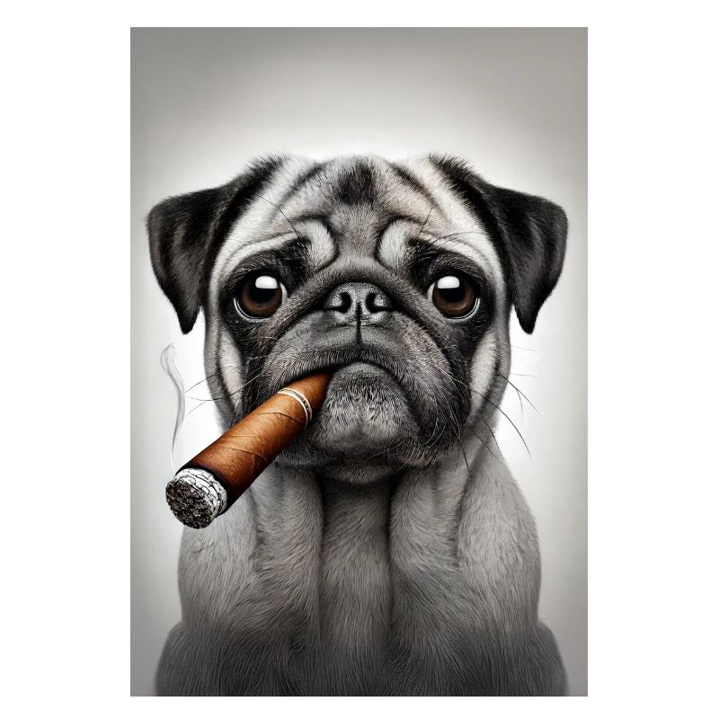 Mops mit Zigarre