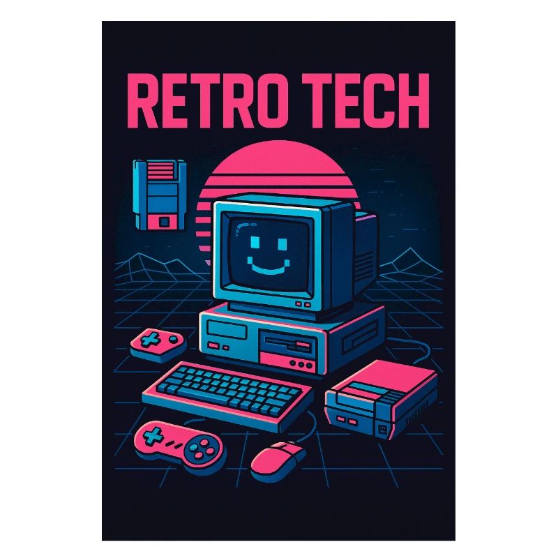 Retro Tech Computer Graphic Designer with Smile