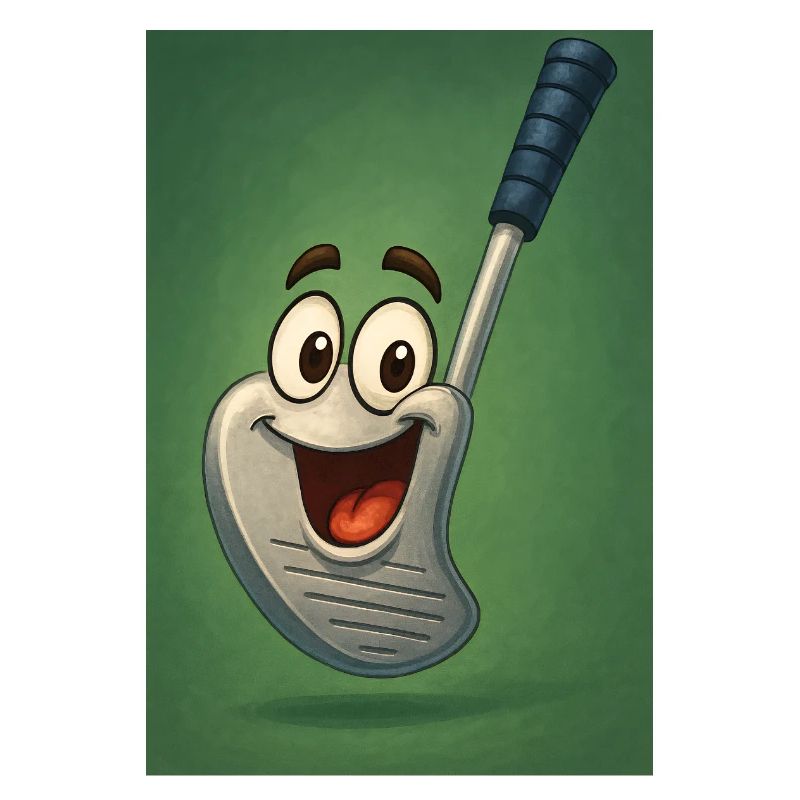 Glücklicher Golfschläger mit Gesicht