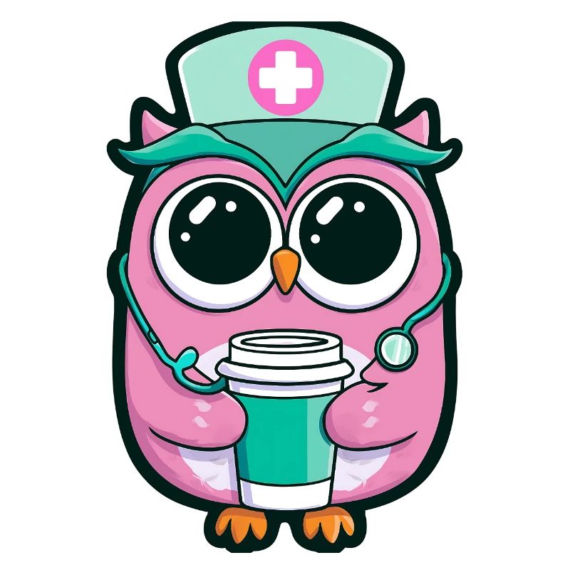 Kawaii Krankenschwester Eule Kaffee
