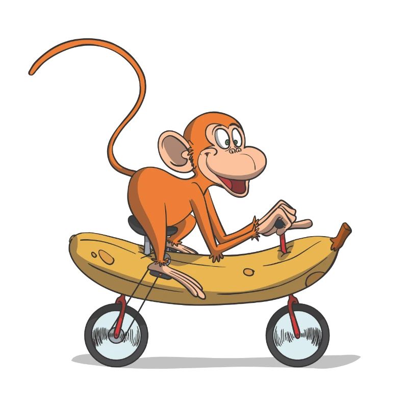 Funny monkey, monkey on bicycle banana