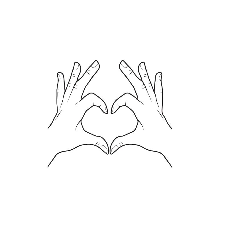 main en forme de coeur