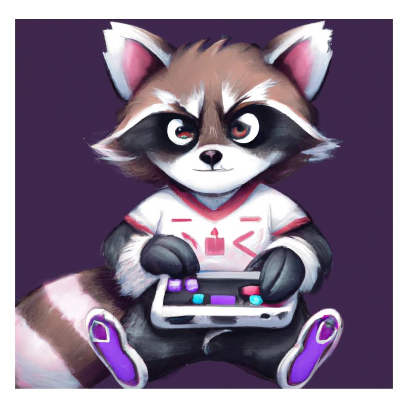 Kaweii Racoon Playing Computer Games