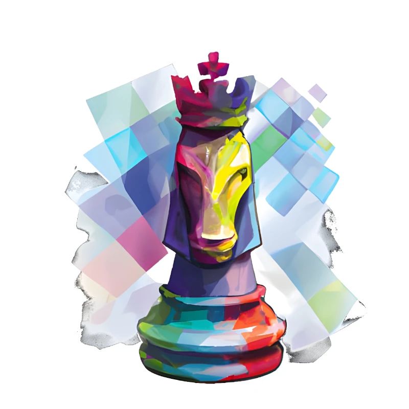 Kunst Schachfigur Pferd als König