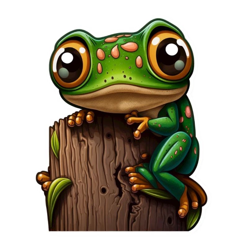 Cute Frog on a Log