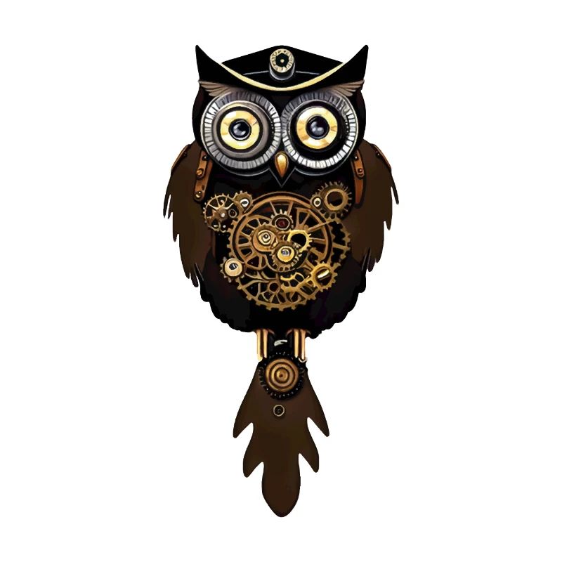 Chouette Steampunk avec horloge machine
