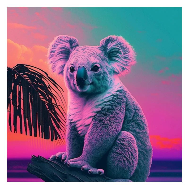 KOALA VAPORWAVE, moderne Kunst, Neon Farben