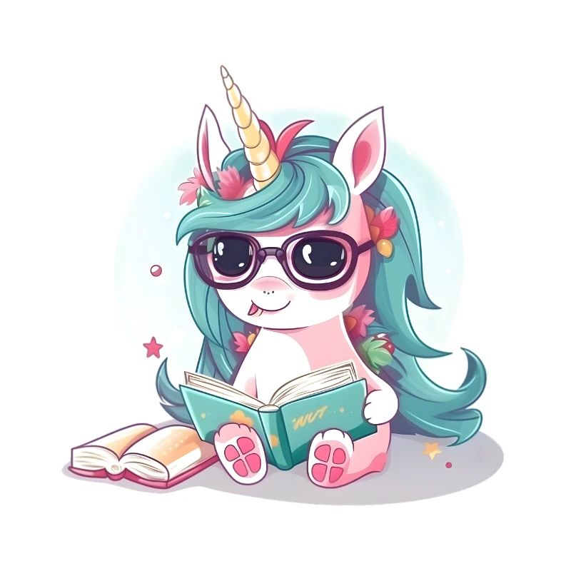 Einhorn liest ein Buch