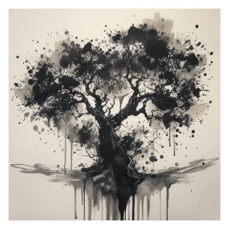 Arbre noir dans le style aquarelle