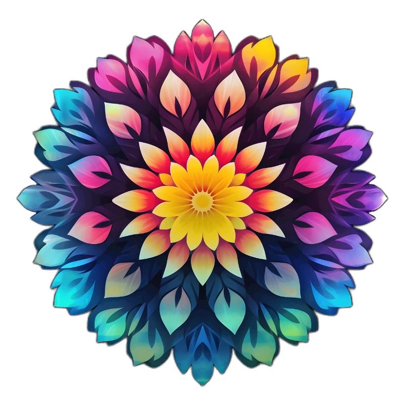 Mandala Psychédélique Floral Multicolore