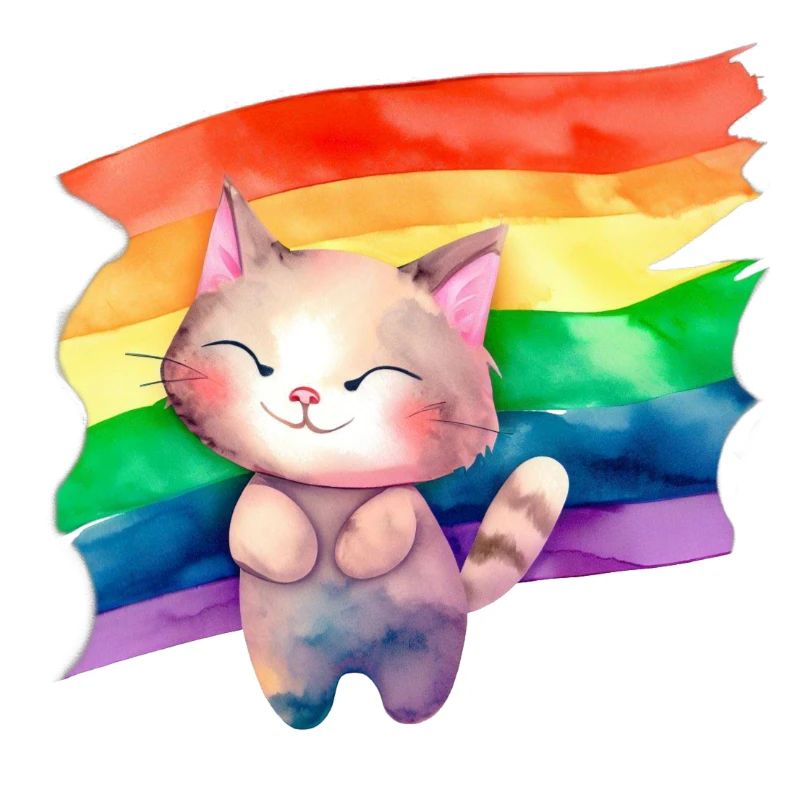 Cat with lgbt flag