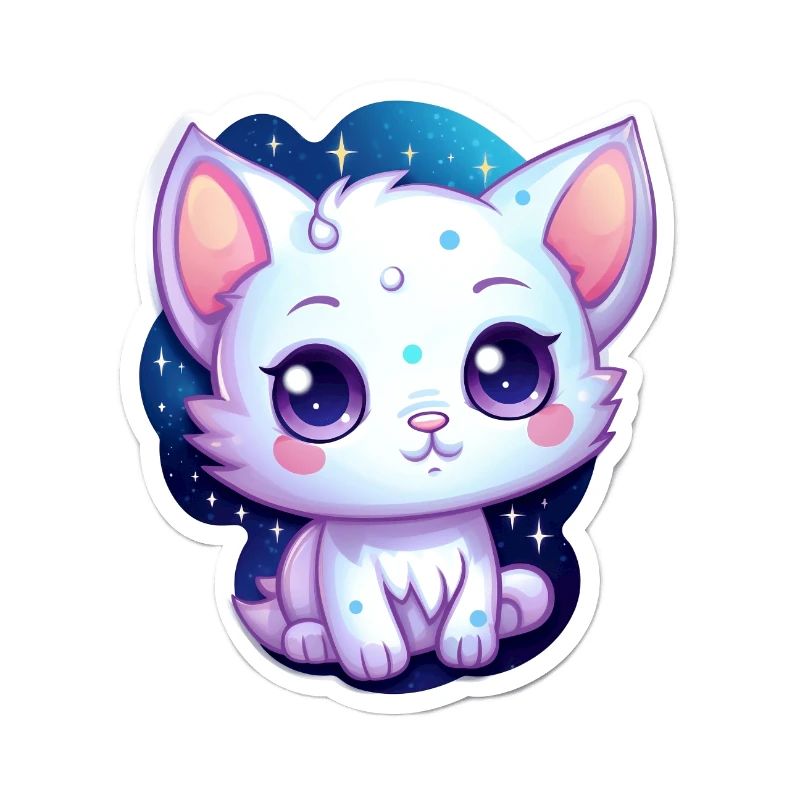 Mignon chat de dessin animé flottant dans l’espace