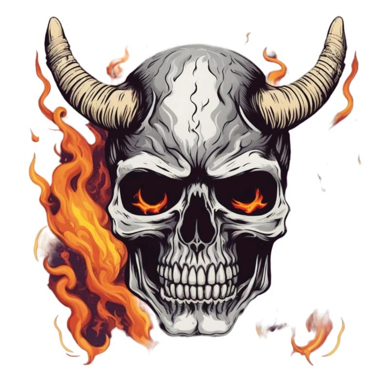 Horned skull with fire | Sticker art