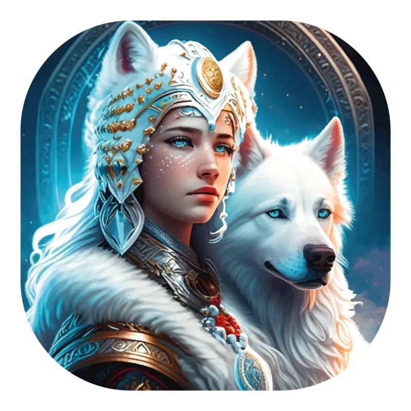 futuristisches Design: Wikingerprinzessin mit Hund