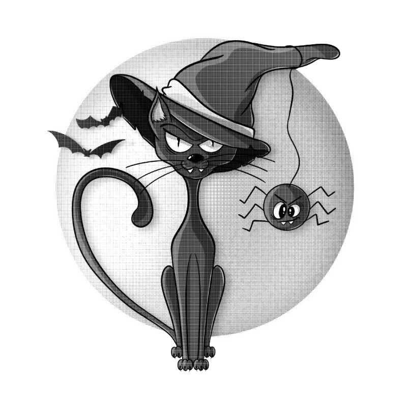 Black Cat and Spider halftone