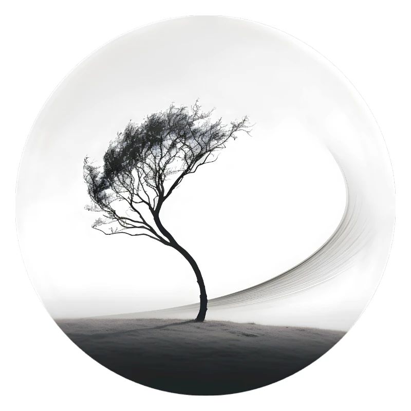 Une image en noir et blanc d’un arbre