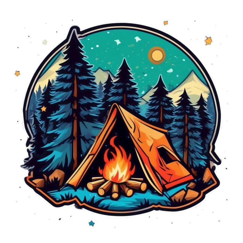 camping, tente et feu de camp