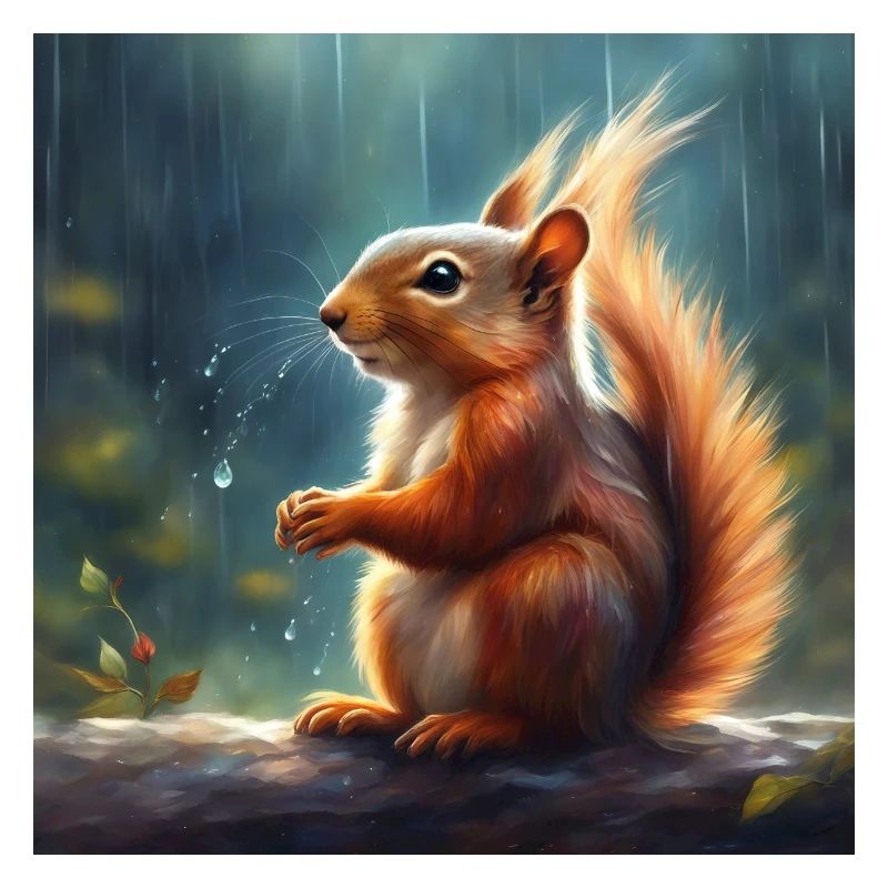Eichhörnchen im Regen