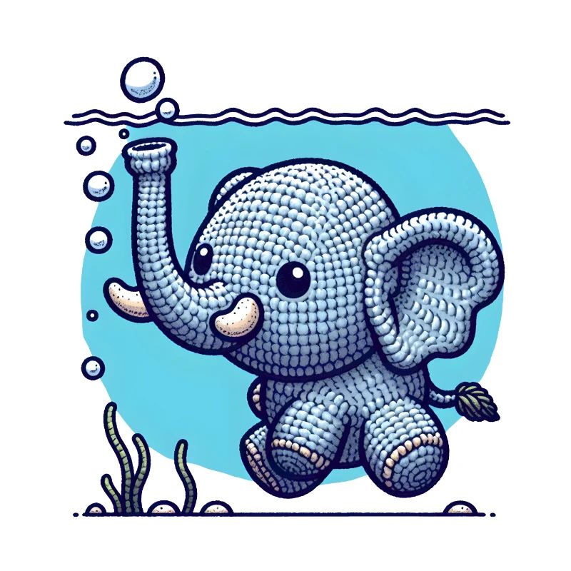Amigurumi éléphant plongeant dans l’eau