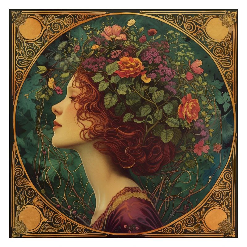 Junges Mädchen mit Blumenkranz