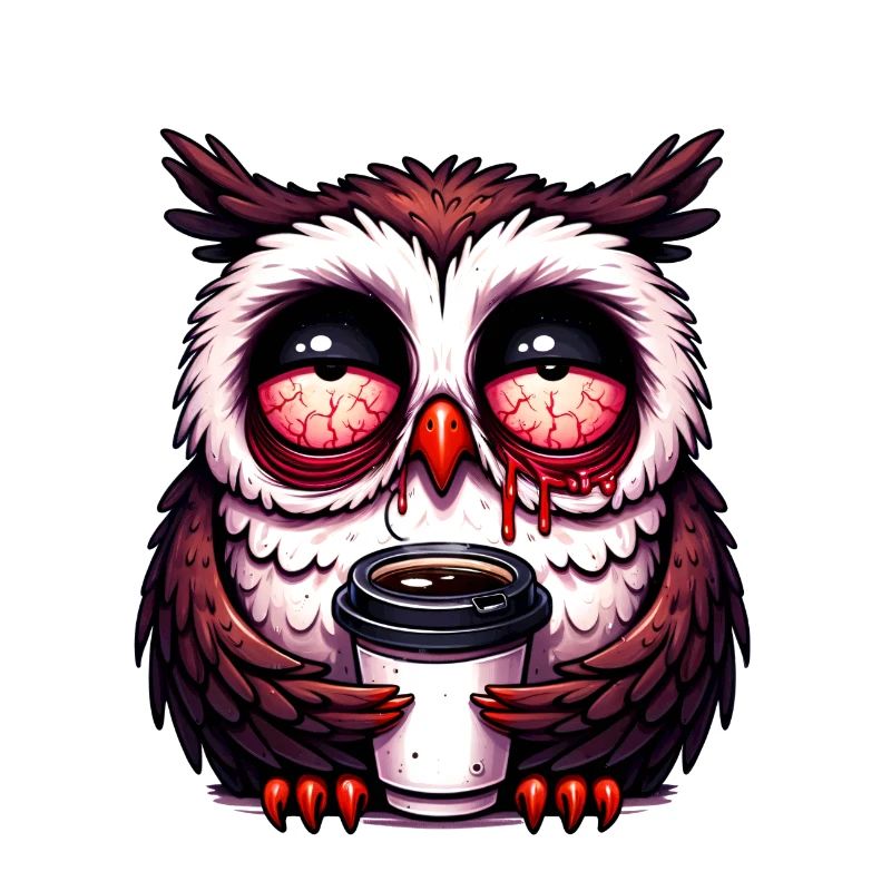 Eule verschlafen mit Kaffee