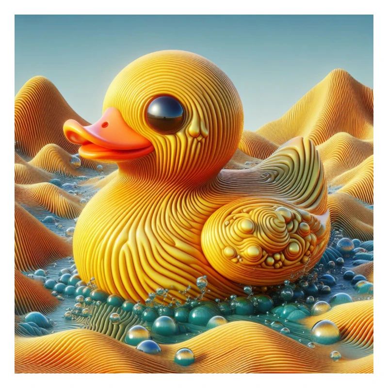 Bathing Duck in a Surreal World Liminal Space