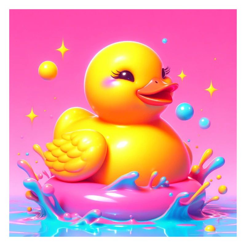 Bade Ente 3D Hyperrealistisch in Risographie