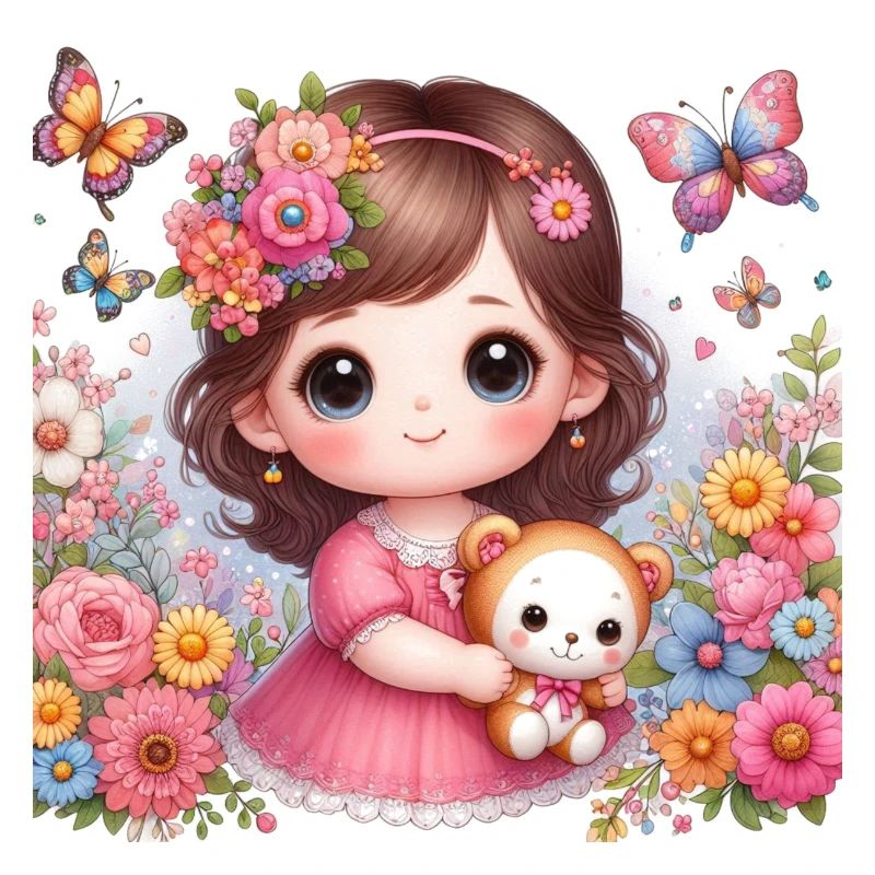 Kleines Mädchen mit ihrer Puppe