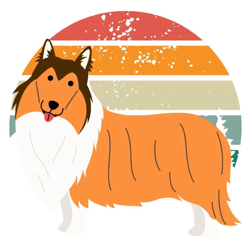 Border collie Retro sunset