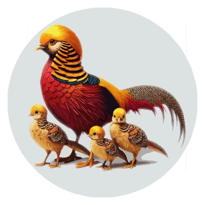 Golden pheasant with young