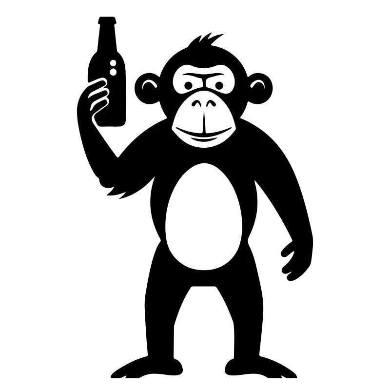 Affe mit Bierflasche