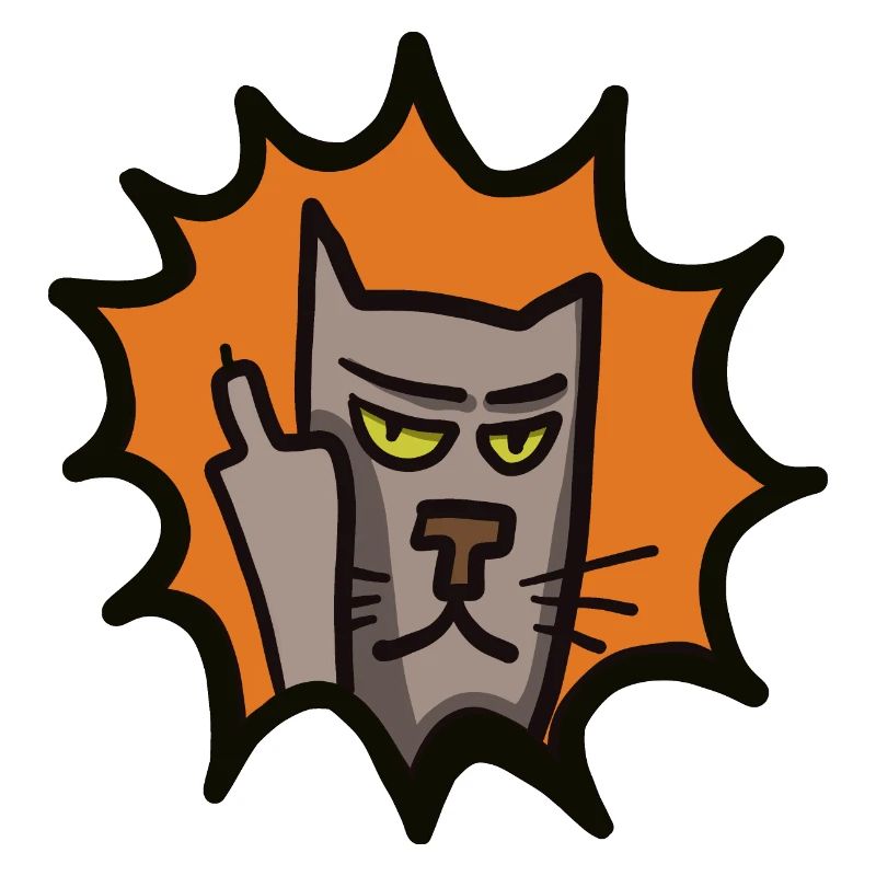 grim cat shows middle finger