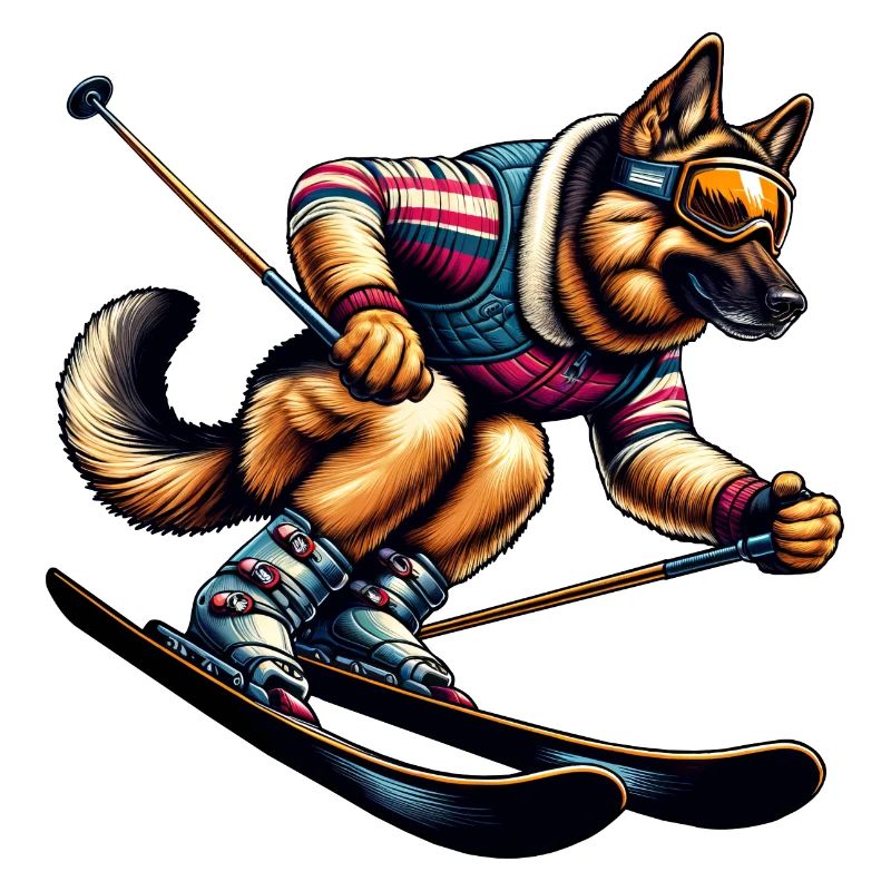 German Shepherd Ski Winter Adventure