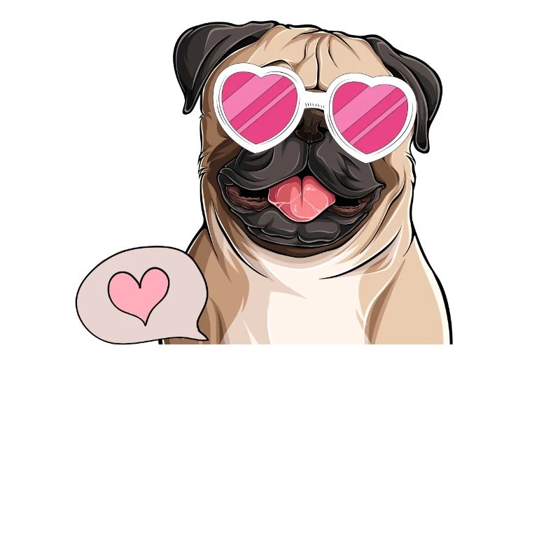 Mops mit Rosa Herz Sonnenbrille