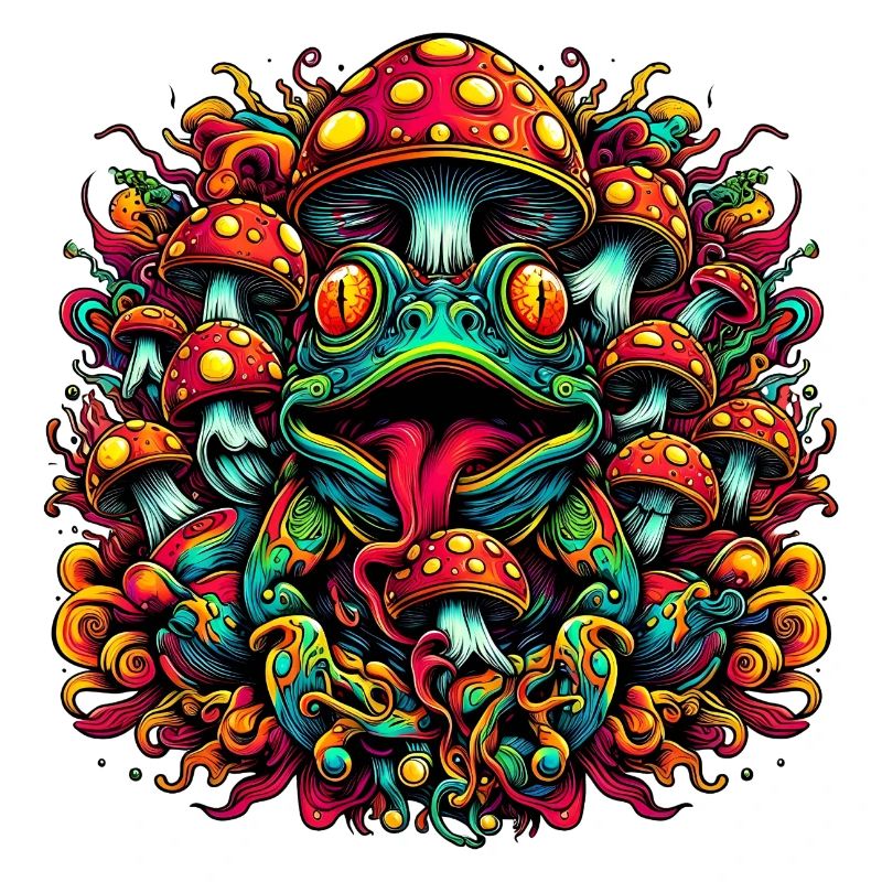 Grenouille psychédélique aux champignons