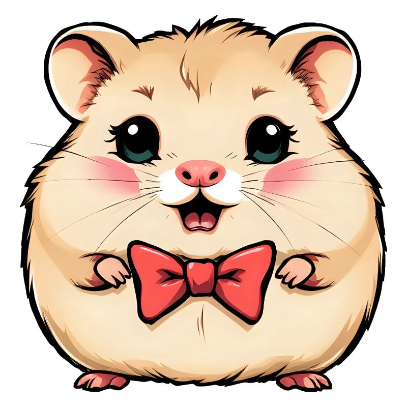 Charming Hamster in a Red Bow Tie