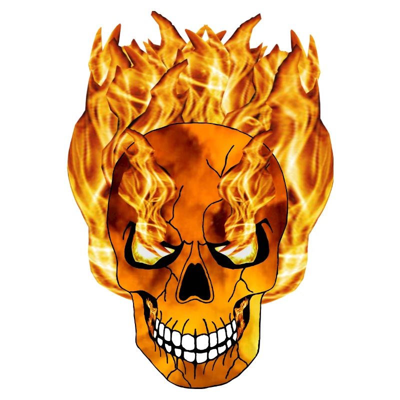 Flaming skull with flame eyes