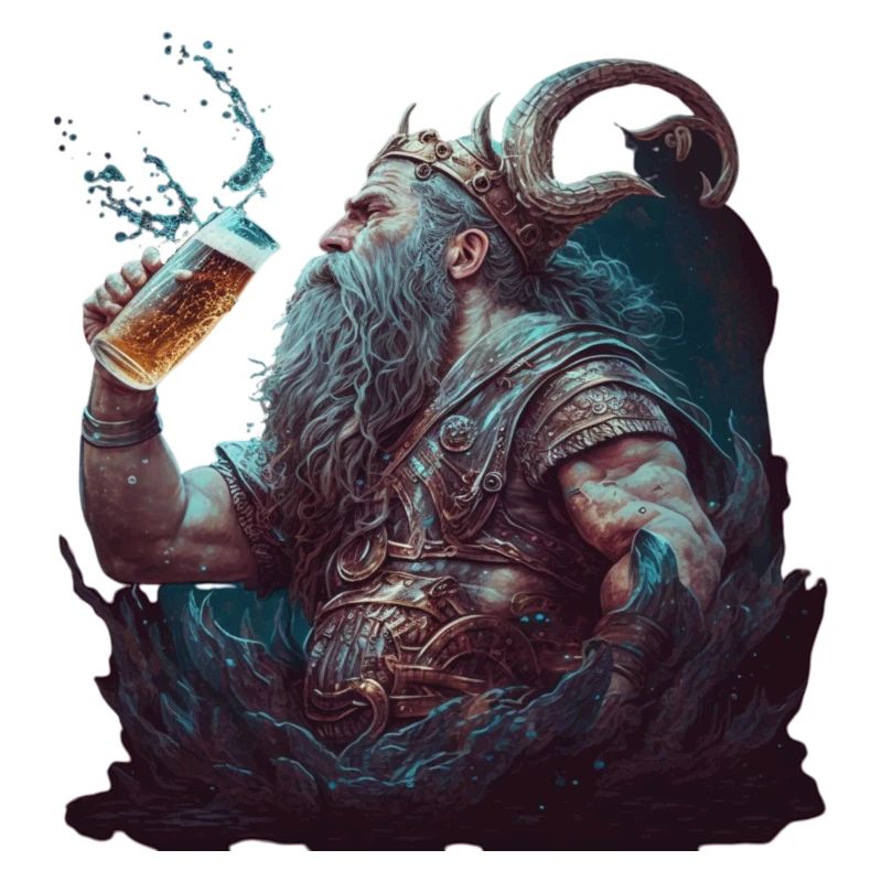 Neptune le dieu romain avec de la bière
