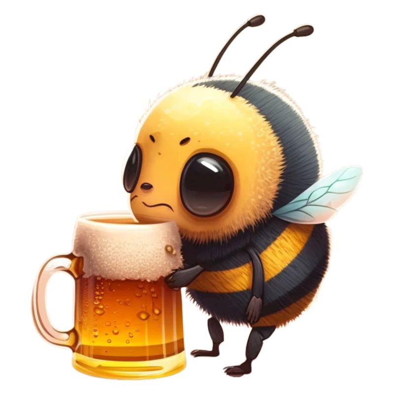 Kleine Biene trinkt ein großes Bier
